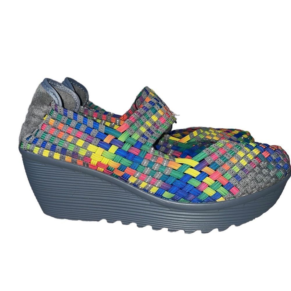 White Mt. Woven Karma Rainbow Wedge Mary Jane NEW Sz 9